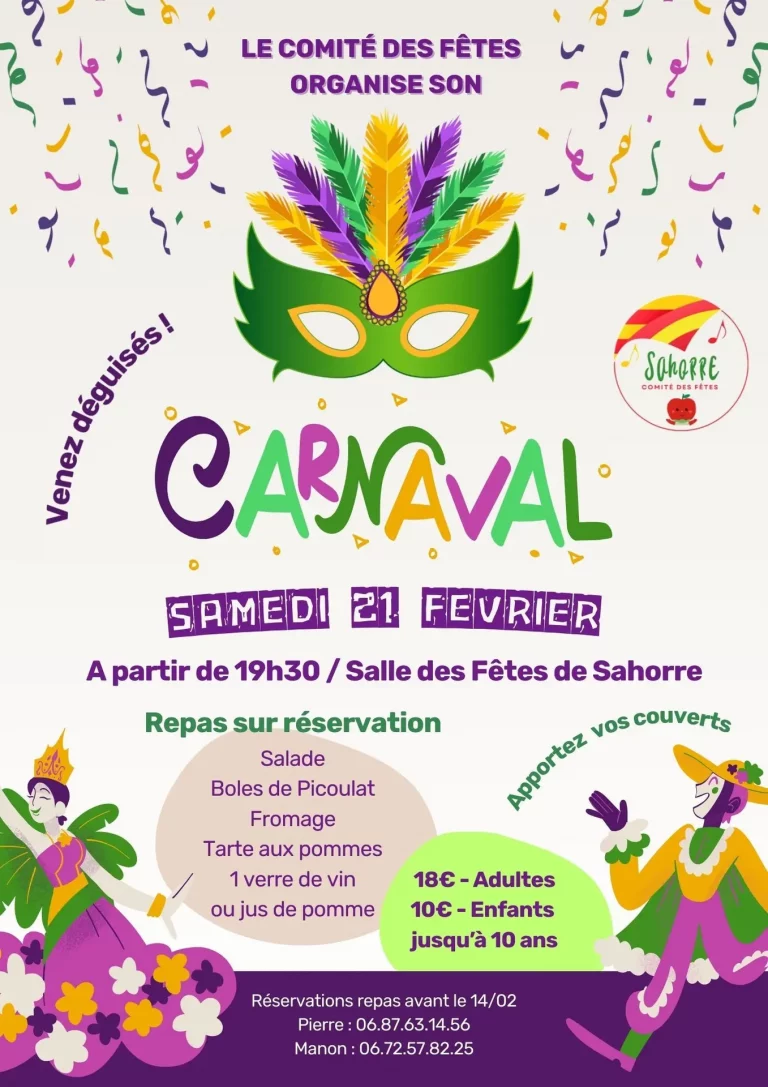 Carnaval de Sahorre 2026 : Soirée festive et gourmande pour petits et grands