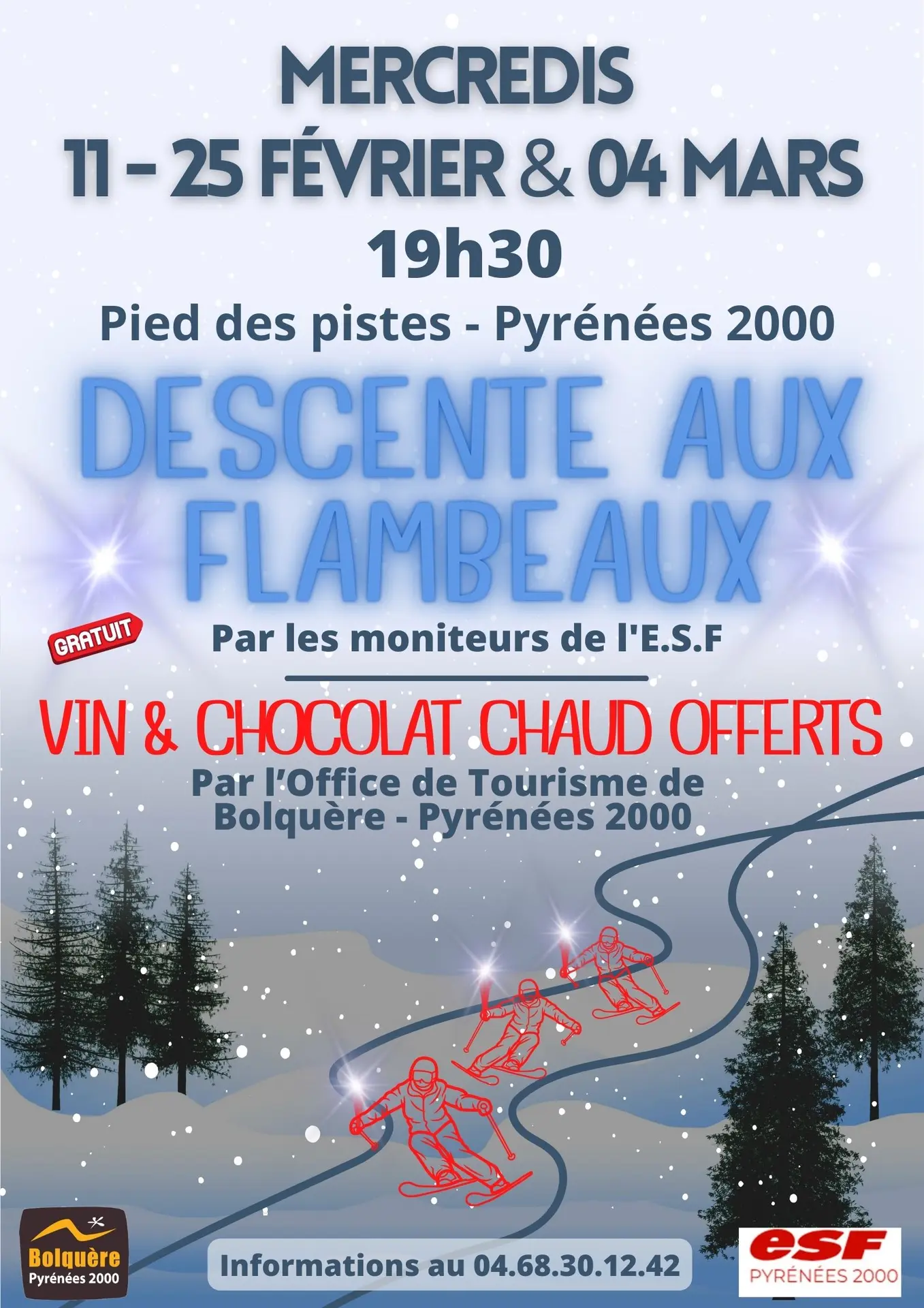 Bolquère - 25 février - Descente aux flambeaux magique à Pyrénées 2000
