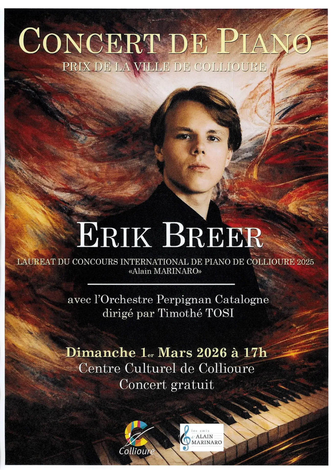 Concert à Collioure le 1er mars : Erik Breer et l'Orchestre Perpignan-Catalogne