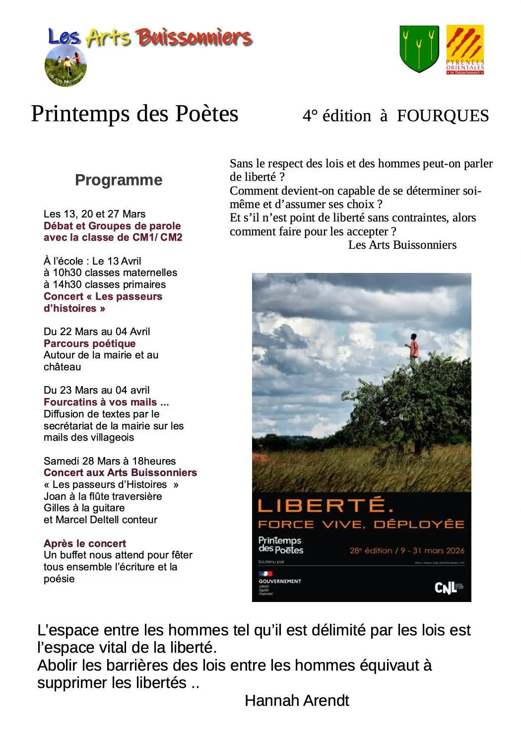 Le Printemps des Poètes à Fourques (13-28 mars 2024) : Plongez au cœur de la poésie et de la liberté