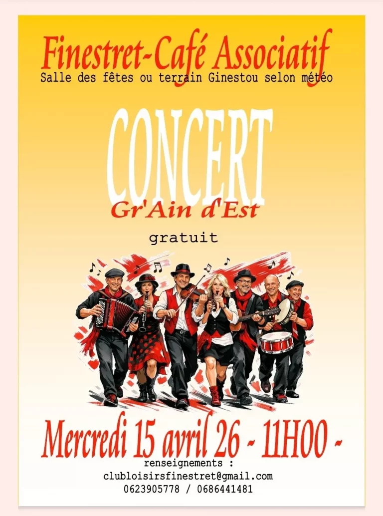 Concert Grain d'Est à Finestret - 15 avril : Un moment musical gratuit et inoubliable