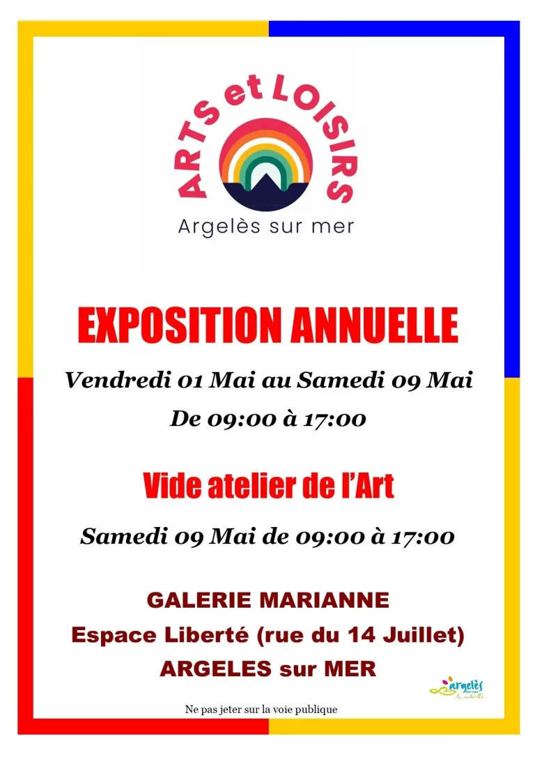 Exposition annuelle Arts et Loisirs à Argelès-sur-Mer (1er au 9 mai 2023) : créativité et convivialité au rendez-vous