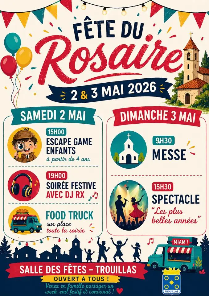 Trouillas, 2-3 mai 2026 : Fête du Rosaire - Un week-end festif en famille